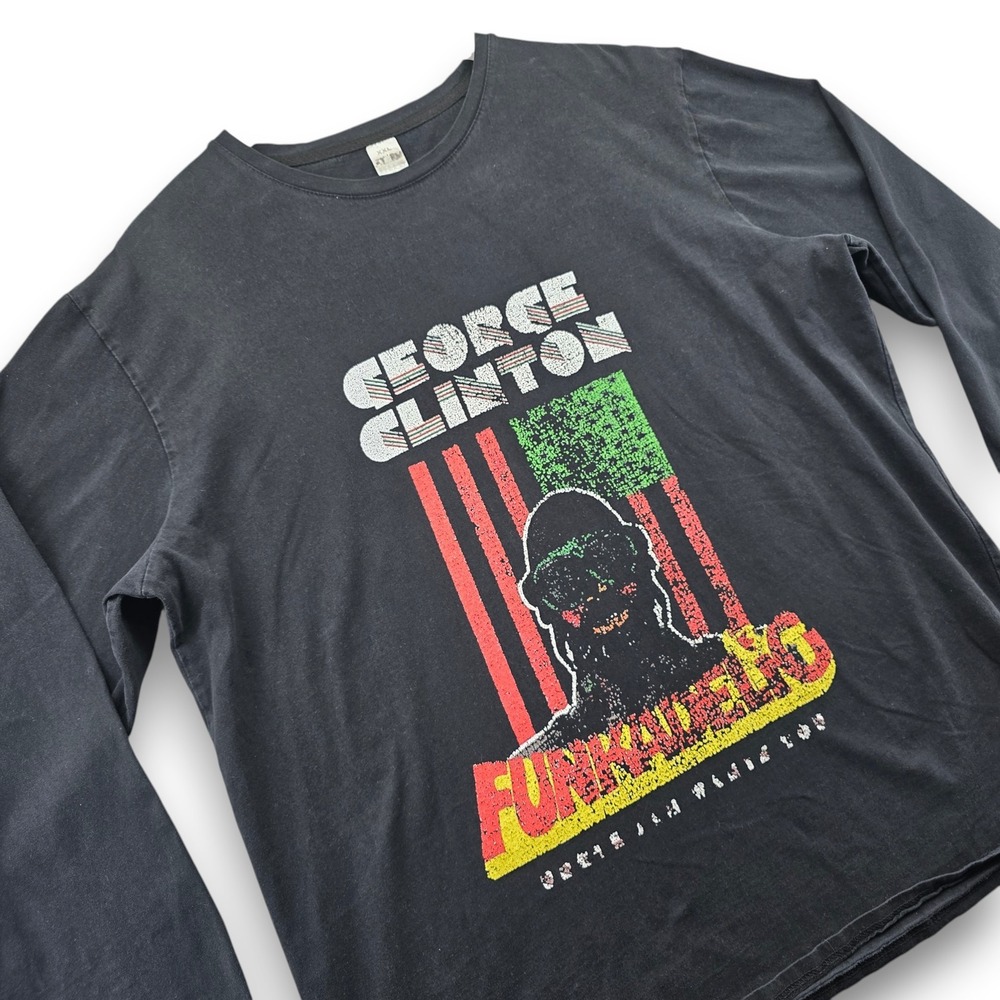 George Clinton Funkadelic Long Sleeve Tee Mens XXL Black Graphic Print Shirt